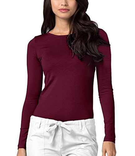 Adar Womens Comfort Long Sleeve T-Shirt Underscrub Tee - 2900 - Burgundy - 2X