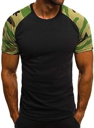 Men's Casual Raglan Block Short Sleeve T-Shirts Slim Fit Stretch Crew Neck Wicking Baseball Tee Tops (M, Black)