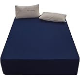 Bedding Twin Size Fitted Sheet Only-Twin Size Deep Pocket Bottom Sheet Fits 15inches Bed Matress Sheet Soft and Microfiber-Easy Care Navy Blue