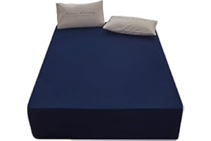 rushrushlulu Soft and Microfiber Full Fitted Bed Sheet only Fits 15inches Bed Matress Sheets Deep Pocket Soft Fitted Sheets Navy Blue