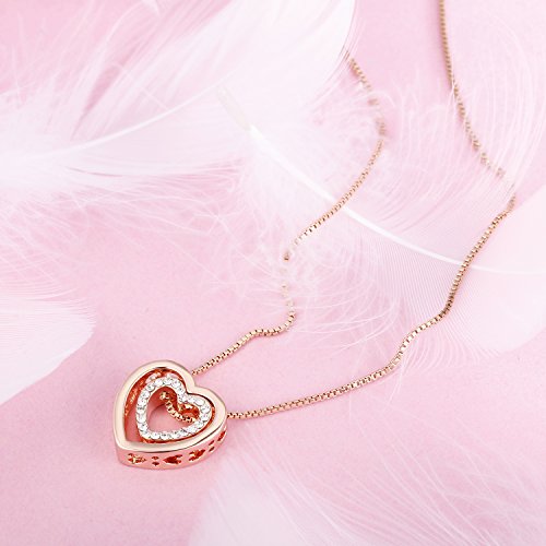 Double Heart Pendant Necklace 