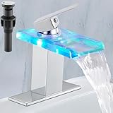 Midanya LED Bathroom Sink Faucet,Waterfall Single