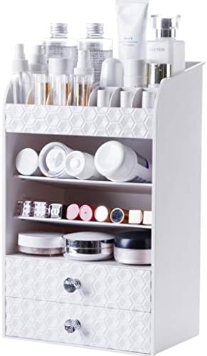 Zhzpsn Drawer Type Cosmetic Storage Rack Makeup Organizer Station Desktop Lipstick Shelf Multi-Layer Dressing Table Skin Care Storage Box (Color : White)