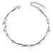 SHEGRACE 925 Sterling Silver Triple Layered Chain Anklets/Bracelet with Tiny Beads for Casual