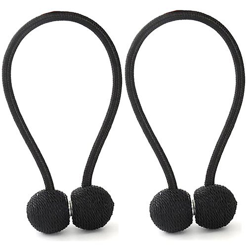 YMQY Pack-2 Curtain Tiebacks,Strong Magnetic Window Holdbacks/Holder for Home Office Decorative Drapes(40,black)