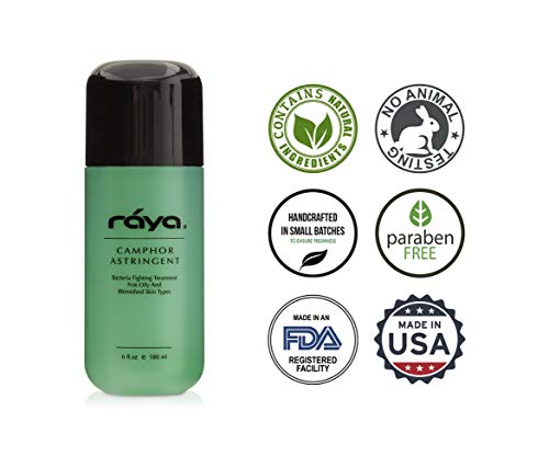 RAYA Camphor Astringent 6 oz (204) | Effective Facial Toner for Oily and Break-Out Skin | Helps Dry Up Blemishes and Control Excessive Oiliness | Made With Camphor and Eucalyptus