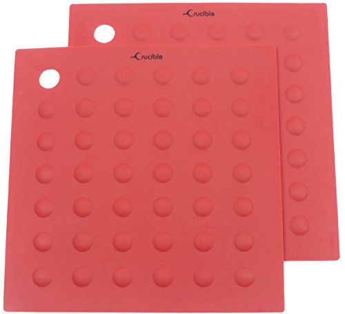Pot Holders, Trivets, Spoon Rest, Jar Opener/Grips, Coaster, Extreme Heat Resistance, Thick & Flexible, Set of (2) Premium, 5 in 1 Multipurpose Silicone Kitchen Tool (Red)