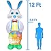 iGeeKid 12 Ft Tall Easter Bunny Inflatables Easter Outdoor Decorations Blow Up LED Lighted Easter Bunny with Eggs and Basket Easter Airblown Decoration Indoor Outdoor Holiday Yard Lawn Decor
