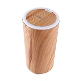 Easehold Travel Size USB Essential Oil Diffuser 50ml Mini Humidifier Air Purifiers Home Office Car Use Cool Mist 7 Led Lights Wood Grain (Yellow)