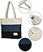 ArcEnCiel Canvas Shoulder Handbag for Women Tote Bag Purse with Zipper Hobo Bags (Blue&Black)