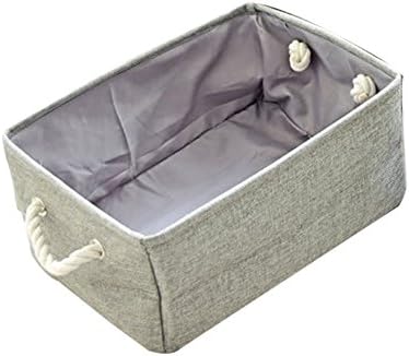 YOUJIA Foldable Multi-sized Square Linen & Cotton Fabric Storage Basket Storage Bin Sorting Box Organizers (Gray, S: 32*22*14cm)