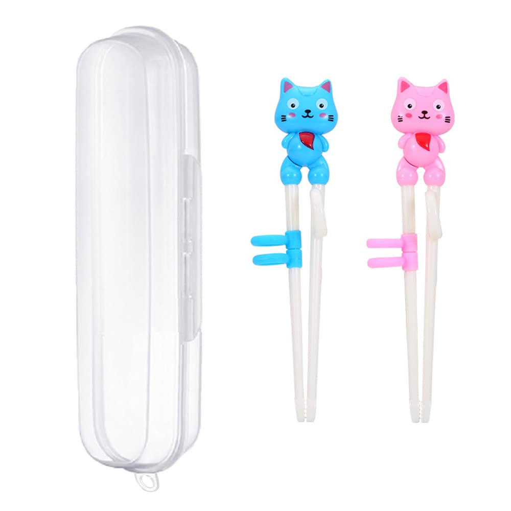 Photo 1 of 2 Pairs Kids Chopsticks - Cute Animal Cartoon Design, Plastic Training Chopsticks for Kids, Chopstick Helper/Trainer, by Bolonie