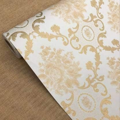NK-STORE's Royal Golden Design Peel and Stick Self Adhesive Wallpaper for Home Decor Waterproof Wall Sticker for Bedroom Living Room Office Hotels (Pack of 2) (3013)