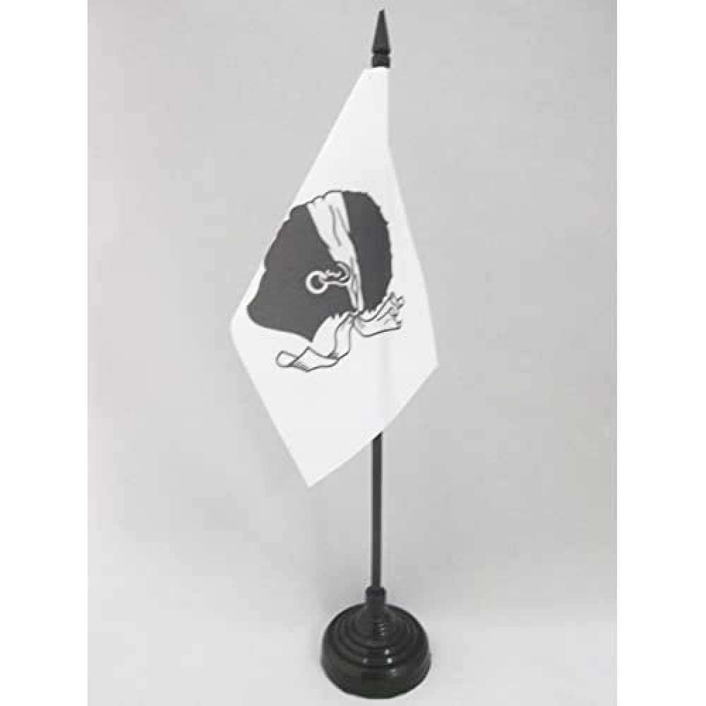 AZ FLAG - Corsica Table Flag 4'' x 6'' - French region of Corse Office Mini Banner 100% Polyester 15 x 10 cm - Mini Desk Flag with 10'' Pole and Black Plastic Base
