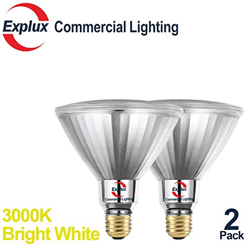 Explux 250W Equivalent LED PAR38 Flood Light Bulbs, Weatherproof, 2600 Lumens, Dimmable, 3000K Bright White, 2-Pack - Thumbnail 3