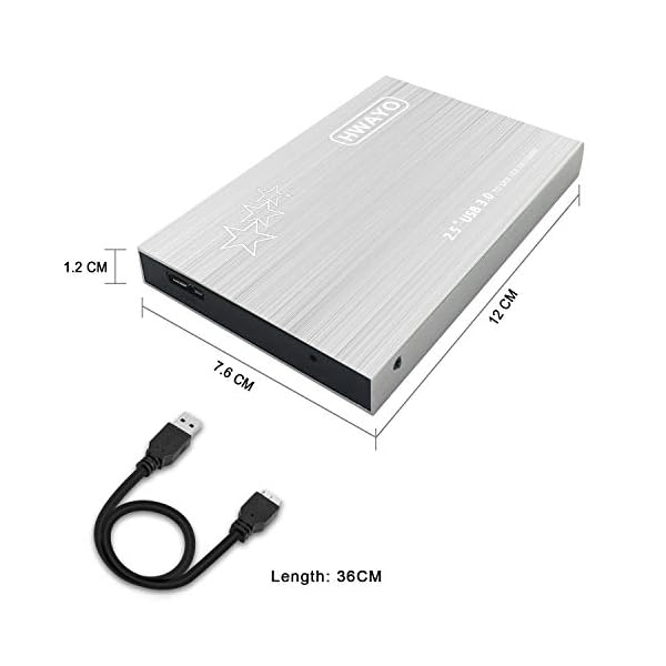 Hwayo Externe Festplatte, 80 GB, tragbar, 6,3 cm (2,5 Zoll), ultradünn, USB 3.0, für PC, Laptop, Mac, Chromebook (Silber… – Bild 4