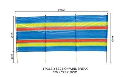 Garden Mile 4 5 6 7 8 10 Piquet Résistant Multicolore Jardin Coupe Vent Plage Parasol Vacances Caravan Camping Tente Coupe Vent Grand 5ft