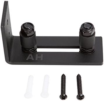 American Hardware Adjustable Channel Wall Mount Barn Door Floor Guide Roller for Barn Door Hardware, Powder Coated Black, Fully Flat Bottom, US Brand ...