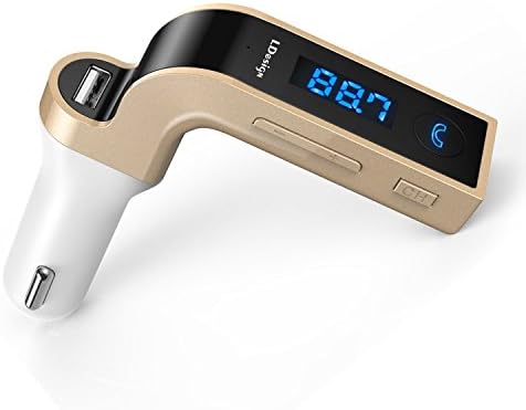 Bluetooth FM Transmitter, LDesign Wireless In-Car FM Adapter Car Kit with Handsfree Call | AUX Input | HD 4-Modes Music Play | Safe USB Car Charge for iPhone, Samsung and other Smartphone,Tablet Gold