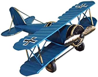 VORCOOL Vintage Plane Creative Retro Iron Antique Airplane Aircraft Model for Home Decor (Blue)
