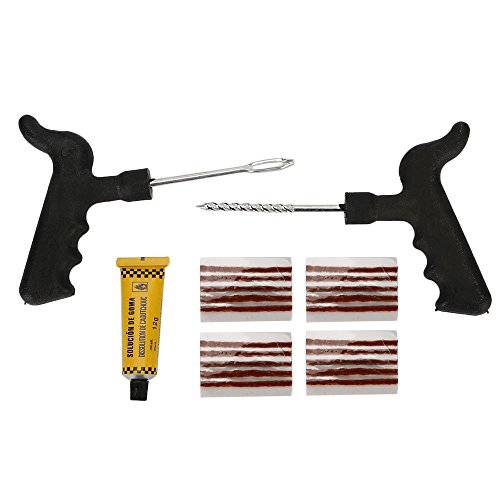 Tire Repair Kit - TKOOFN Automotive Tool Tire Repair String + T-handle Tire Reamer + T-handle Tire Plugger + Rubber Cement Tube for Tubeless Off-road Tires Car, Bike, ATV, UTV, Wheelbarrow, Mower