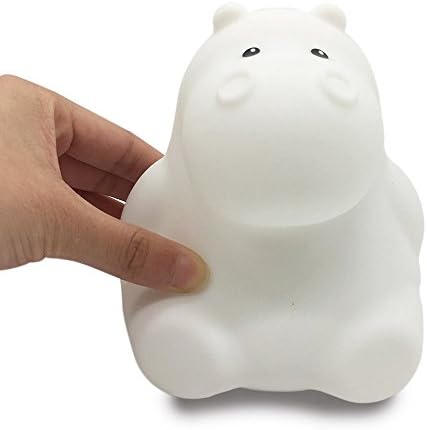 Silicone Night Light, Cute Silicone Nursery Light for Baby, Soft Touch Safe Material Tap Control 5 Light Modes Hippo Besides Lamp, Portable Wireless Gift for Children