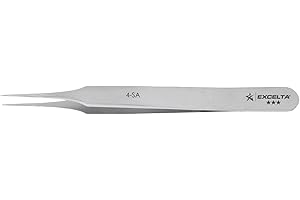 Excelta Precision Tweezers, Ultra Fine Point Straight Tapered, Anti-Magnetic Stainless Steel, Ideal for Microscopy, 4.2" Length, Professional