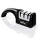 Professional Knife Sharpener- Soufull 3 Stage Diamond Coated Sharpening With Ceramic Rod - Non-slip Base Sharpening Knife Easy To Control -Knife Sharpening ( Black )
