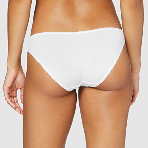 Iris & Lilly Women's Cotton Bikini Underwear, Pack of 5, White, Medium