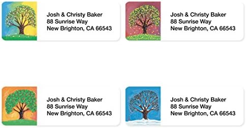 Tree in Four Seasons Assorted Set of 215 Personalized Sheeted Return Address Labels