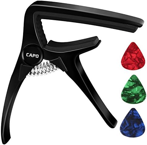 NIUBIER Guitar capo for Acoustic and Electric Guitar Ukulele Banjo Mandolin single handed premium quality quick changed(black)