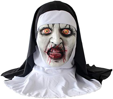 Halloween Cosplay Scary Horrible Nun Mask Melting Face Latex for Costume Masquerade - Natural Harmless Materials