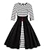 KILLREAL Women's Half Sleeved Elegant Striped Business Casual Cocktail Dress