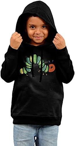 Kids Colorful Caterpillar 100% Cotton Long Sleeves Hoodies For Children Size 2 Toddler Black