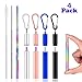 Metal Straws with Case-Stainless Steel Straws, Reusable Straws with Cleaning Brush, Collapsible Drinking Straws, Metal Straws Foldable with Case - 4 Pack