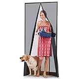 Homitt [Upgraded Version] Magnetic Screen Door with Durable Fiberglass Mesh Curtain and Full Frame Hook & Loop Fits Door Size up to 37"x82" Max- Black
