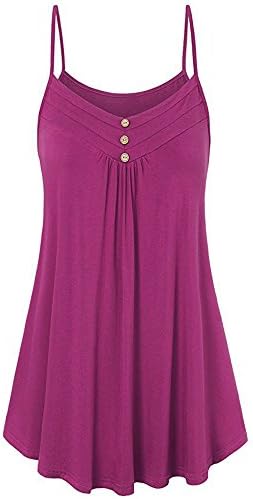 LEvifun Women Summer Tank Tops Lady Strappy Button Ruffle Swings Spaghetti Vest Plain Cami Crop Tops Blouse