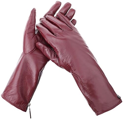 Long Sleeve Leather Zipper Gloves For Women, Touchscreen Cold