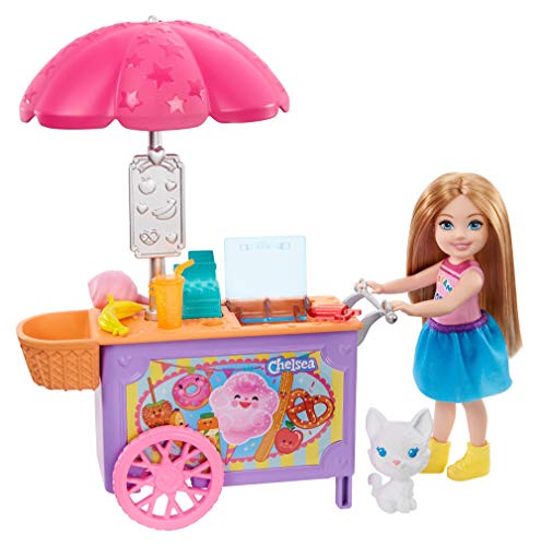 Barbie GHV76 - Chelsea-Spielset mit Puppe und Imbisswagen, ca. 15cm große Puppe, blond, mit Kätzchen und Accessoires, Spielzeug Geschenk für Kinder von 3 bis 7 Jahren