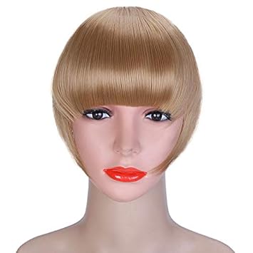 Amazon Com Short Frange Clip In Heat Resistant Fake Hair Piece