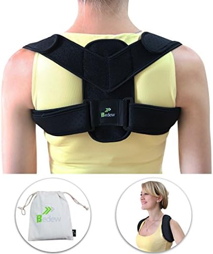 BEDEW Adjustable & Easy To Wear Shoulder Posture Corrector With Advanced PP Strip. Improve Your Bad Posture, Upper Back, Shoulder Alignments.Clavicle Support Brace For MEN/WOMEN(XLRG SIZE, BLACK)