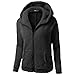 nurrat Women Fashion Solid Long Sleeve Hooded Front Zipper Plush Sweatshirt Coat Cardigans