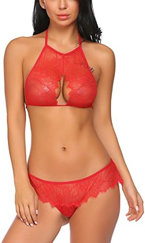 recent Women Lace Lingerie Sexy Halter Bra Set Mini Nightwear