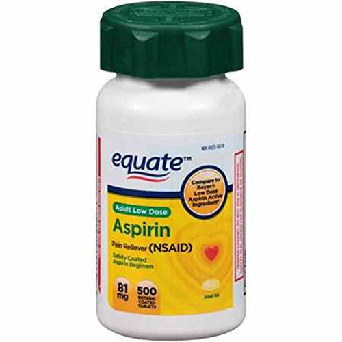 Equate Adult Low Dose Aspirin, 81mg, 500ct Enteric Coated Tablets, Compare to Bayer Low Dose