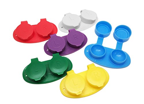 Flip Top Contact Lens Cases, Flat Bed, Deep Well, 12/pack, assorted colors