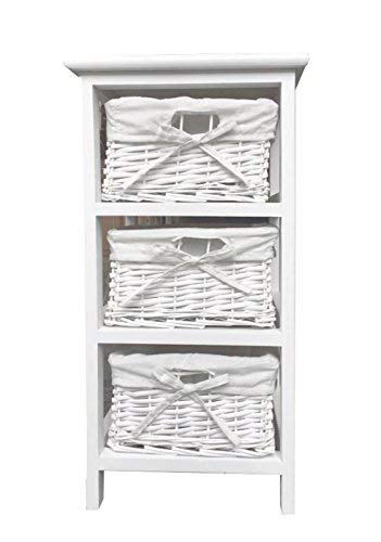 3 White Basket Drawer Bathroom Storage Unit Cabinet White Unit