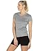 icyzone Workout Shirts Yoga Tops Activewear V-Neck T-Shirts For Women Running Fitness Sports Short Sleeve Tees (L, Black/Granite/Blue)