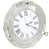 Nagina International Brushed Nickel Aluminum Metal Roman Porthole Clock | Nautical Navy Decor Gifts (12 Inches) 417yV7yKfFL