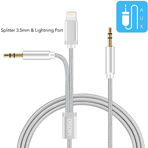 iPhone 7 Aux Adapter, DISDIM Aluminum [Anti-oxidation] Lightning Port to Audio Jack Cable with Male Extend 3.5mm Adapter Cord for iPhone 7 / 7 Plus / 8 / 8 Plus,iOS 11,Android Smartphone to Car Stereo