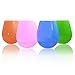 Kuke Set of 4 Unbreakable Silicone Wine Glasses Premium Food Grade Stemless Drinking Cups 9 OZ